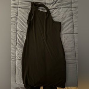 OH POLLY High neck open back racer mini dress SIZE: large COLOR: black